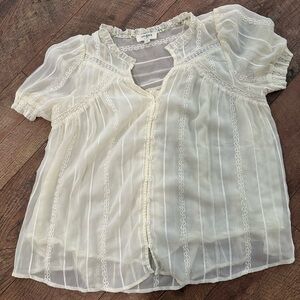 Sheer Cream umgee Blouse with Lace Details